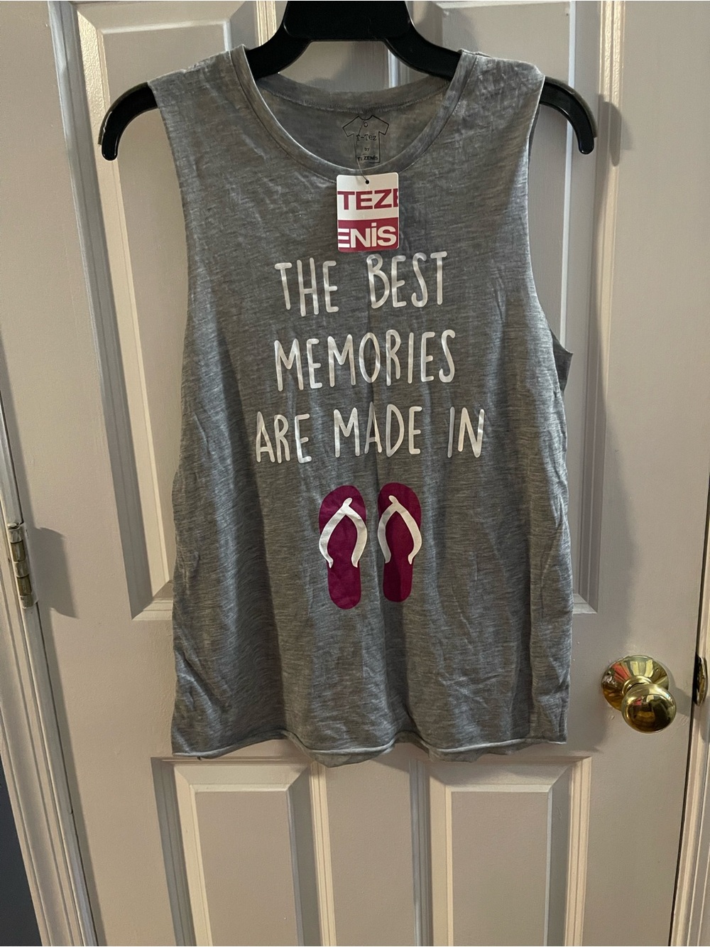 Tezenis Gray Graphic Tank with Flip Flop Motif